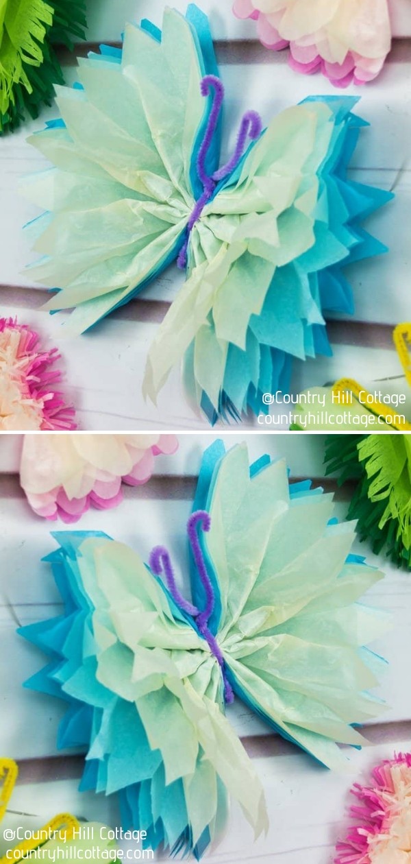 Tissue Paper Butterflies DIY