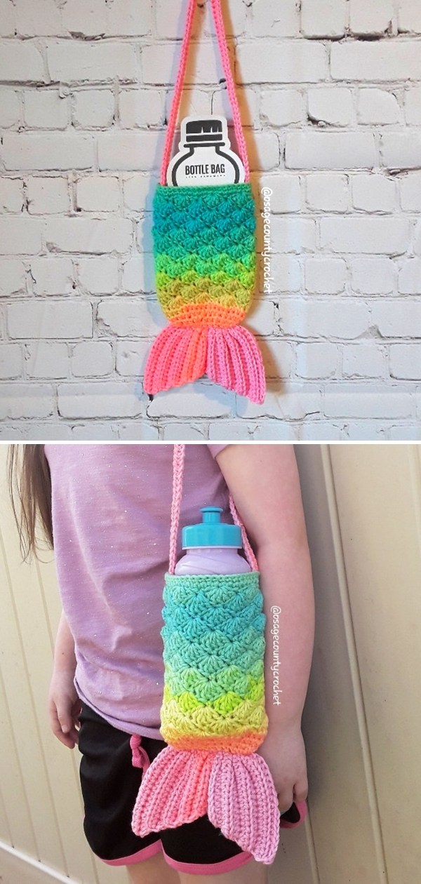 Mermaid Tail Crochet Water Bottle Cozy